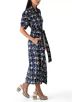 Petite Belted Printed Shirtdress