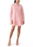 Petite Long Sleeve Flounce Shirt Dress
