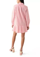 Petite Long Sleeve Flounce Shirt Dress