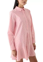 Petite Long Sleeve Flounce Shirt Dress