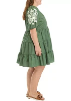 Plus Embroidered Peasant Dress