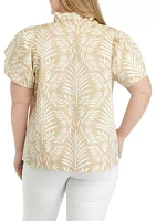 Plus Printed Flutter Sleeve Top