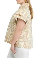 Plus Printed Flutter Sleeve Top