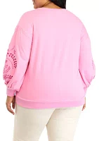 Plus Eyelet Sleeve Sweatshirt