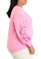 Plus Eyelet Sleeve Sweatshirt