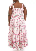 Plus Sleeveless Tiered Printed Maxi Dress