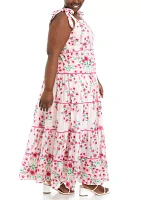 Plus Sleeveless Tiered Printed Maxi Dress