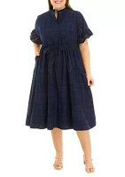 Plus Button Front Eyelet Dress