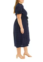 Plus Button Front Eyelet Dress