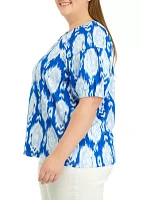 Plus Printed Puff Sleeve Top