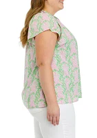 Plus Raglan Sleeve Printed Top