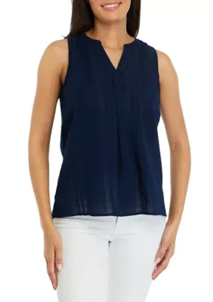 Plus Sleeveless Peasant Top