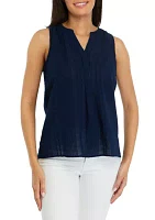 Plus Sleeveless Peasant Top