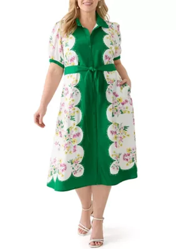 Plus Short Sleeve Belted Shirtdress