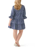 Plus 3/4 Sleeve Tiered Mini Dress