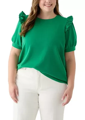 Plus Eyelet Ruffle Top