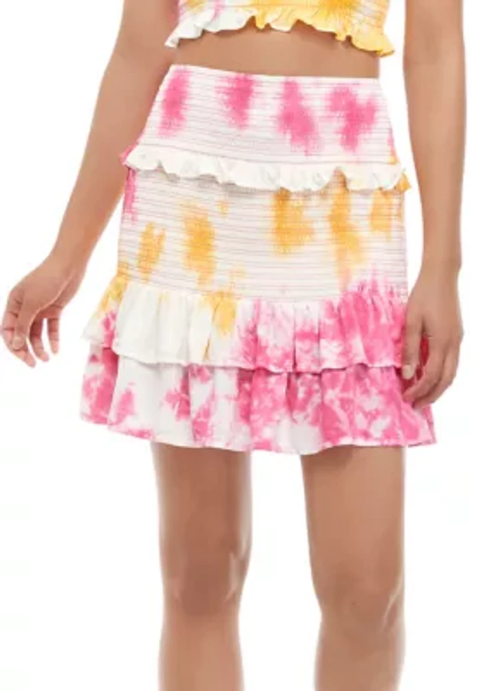 Juniors' Smocked Ruffle Skirt