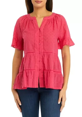 Women's Short Sleeve Tiered Blouse