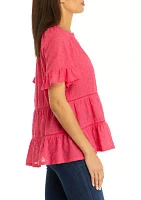 Women's Short Sleeve Tiered Blouse