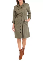 Women's Long Sleeve Utility Shirt Dress