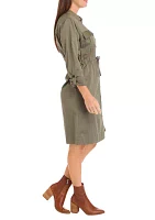 Women's Long Sleeve Utility Shirt Dress