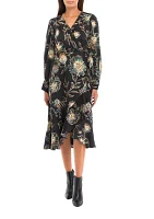 Petite Faux Wrap Printed Dress