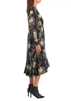 Petite Faux Wrap Printed Dress