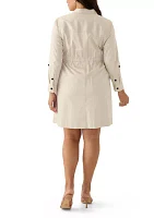 Plus Long Sleeve Utility Shirtdress