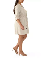 Plus Long Sleeve Utility Shirtdress