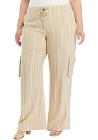 Plus Tie Waist Yarn Dyed Utility Pants