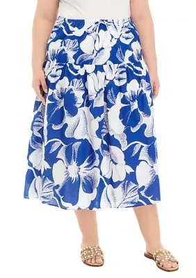 Plus Tie Waist Midi Skirt