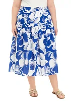 Plus Tie Waist Midi Skirt