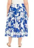 Plus Tie Waist Midi Skirt