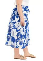 Plus Tie Waist Midi Skirt