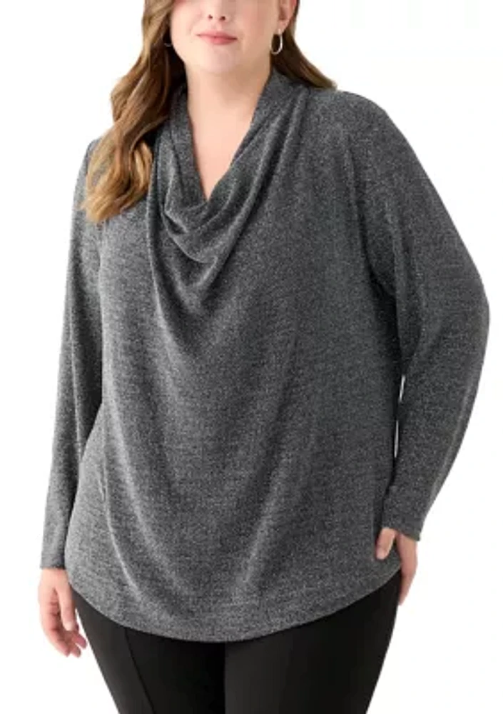 Plus Long Sleeve Cowl Knit Pullover