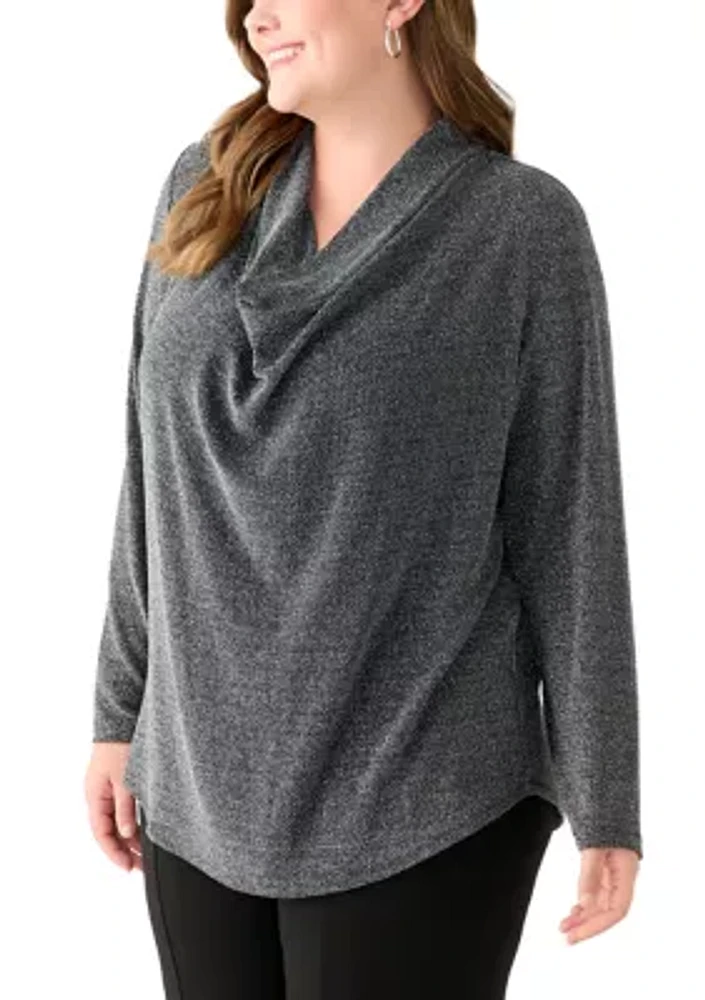 Plus Long Sleeve Cowl Knit Pullover