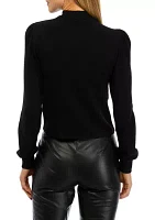 Women's Long Shirred Sleeve Mock Neck Jersey Top