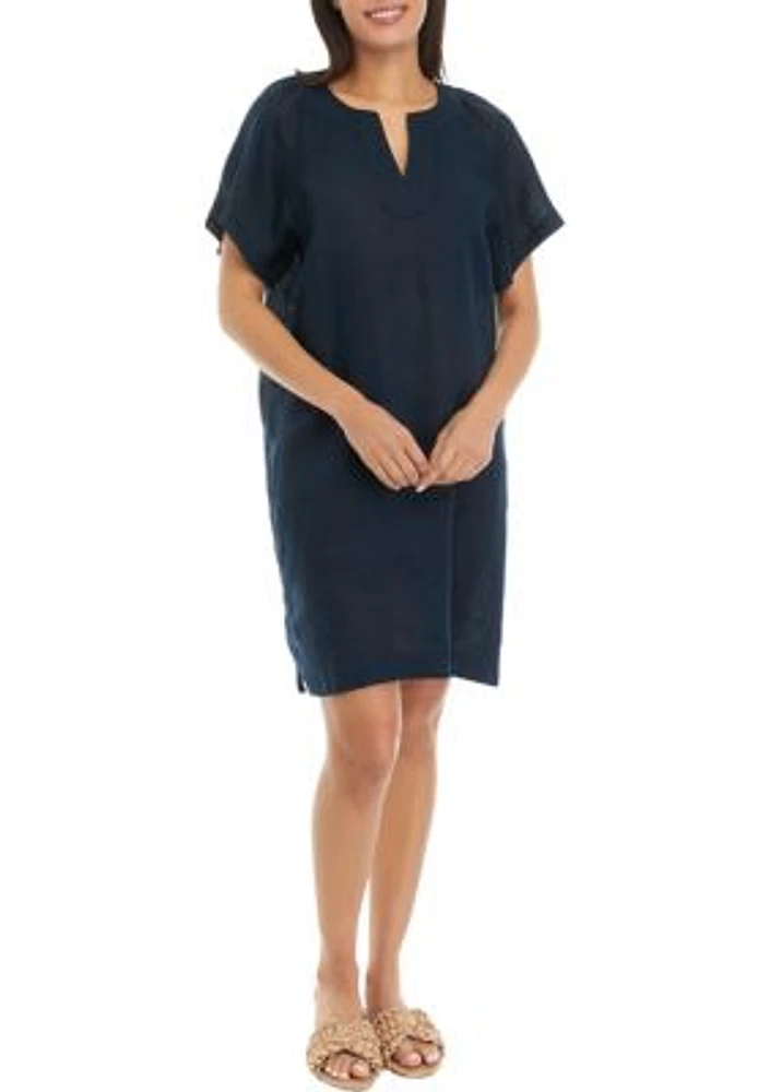 Women's Split Neck Linen Dress