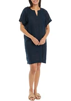 Women's Split Neck Linen Dress