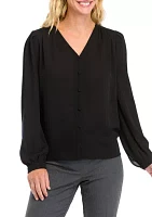 Women's Long Sleeve Button Front Blouse