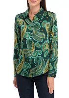 Women's Paisley Printed Button Down Top