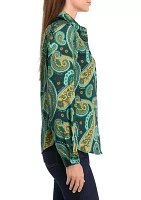 Women's Paisley Printed Button Down Top