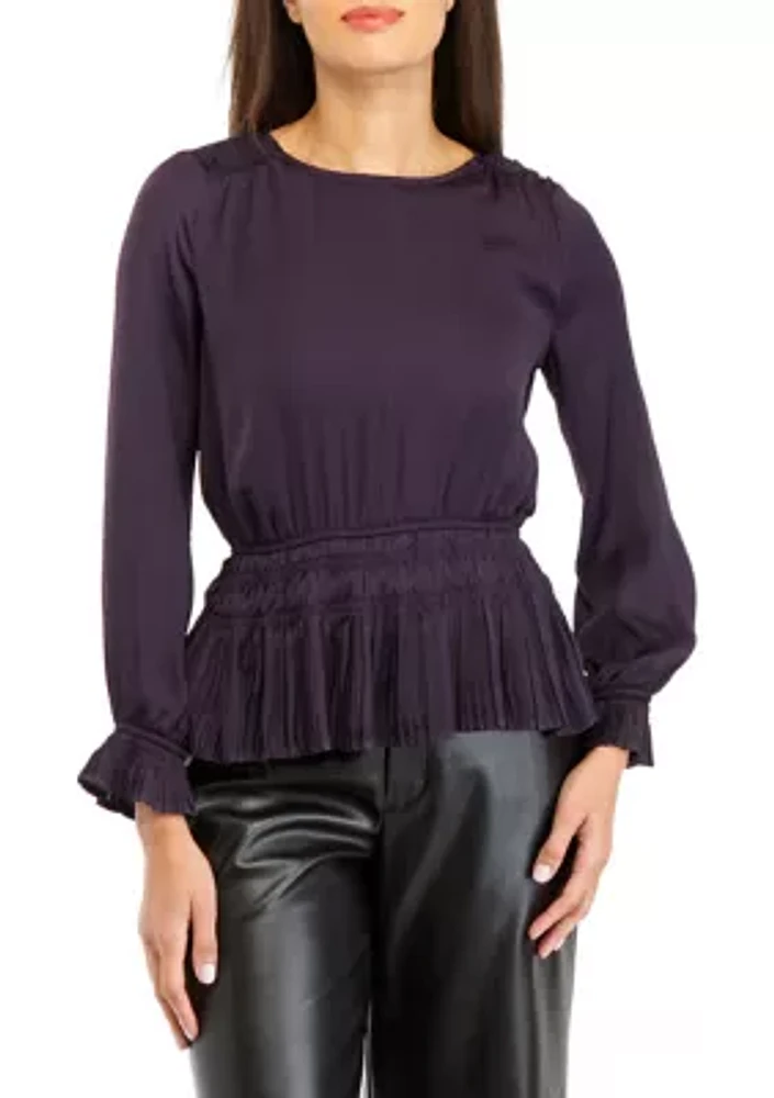 Women's Solid Peplum Airflow Blouse