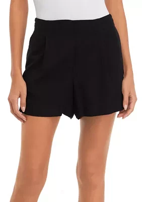 Petite Pull On Linen Woven Shorts