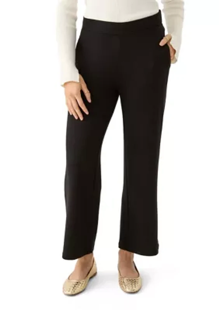 Petite Pull On Straight Leg Pants with Shirred Back