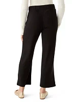 Petite Pull On Straight Leg Pants with Shirred Back