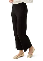 Petite Pull On Straight Leg Pants with Shirred Back