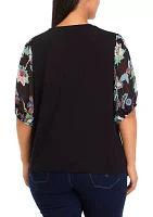 Plus Elbow Blouson Sleeve Top