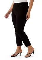 Plus Pull On Ponte Pants with Front Slant Seam