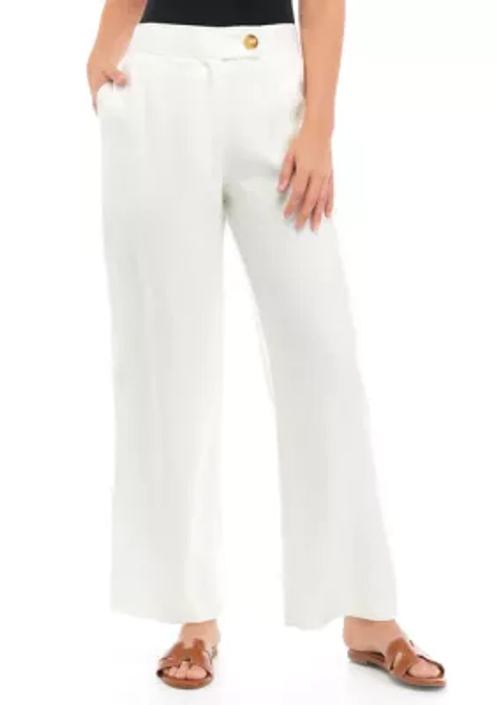 Wide Leg Button Front Pants